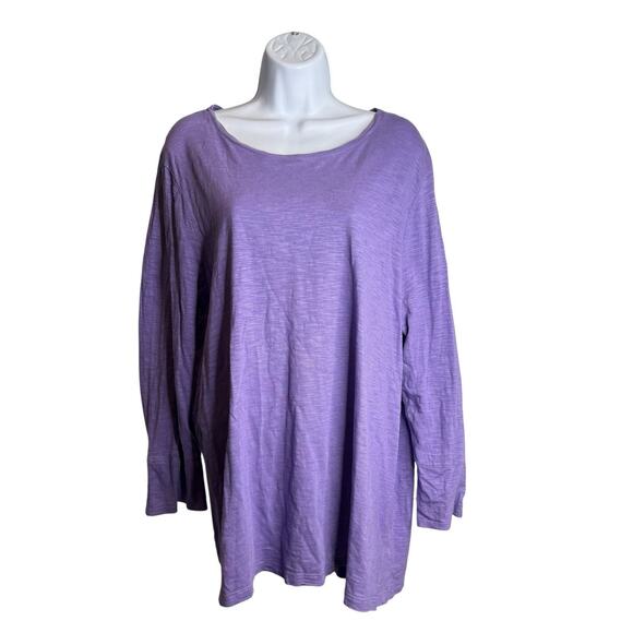 Chico’s Women’s Purple Indian Cotton Blend Scoop Neck Top Size 4 XXL Basics - Picture 1 of 10